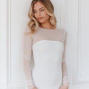 Untamed Petals Pampas Sheer Pearl Bodycon Dress Size XLXL